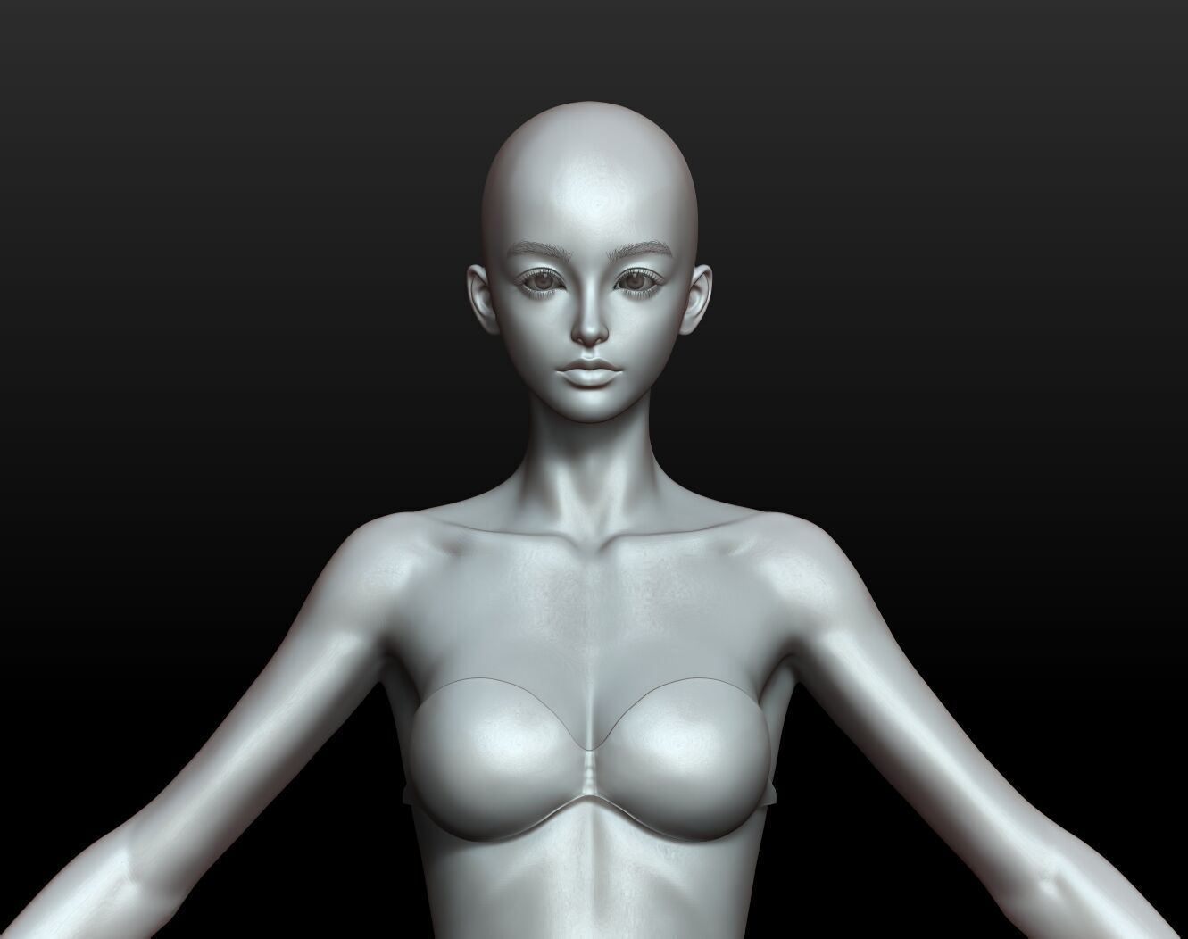 Highpoly Rigged Lowpoly Fantasy human basemesh Low-poly 3D model_42