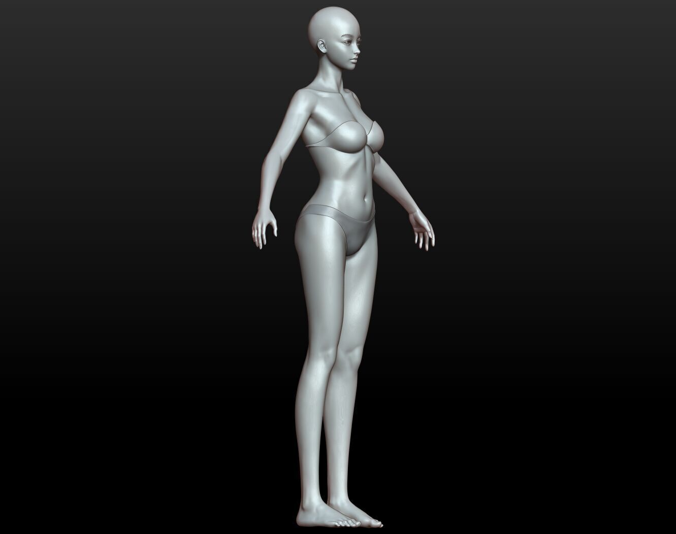 Highpoly Rigged Lowpoly Fantasy human basemesh Low-poly 3D model_51