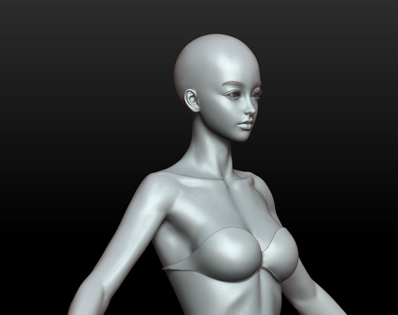 Highpoly Rigged Lowpoly Fantasy human basemesh Low-poly 3D model_44