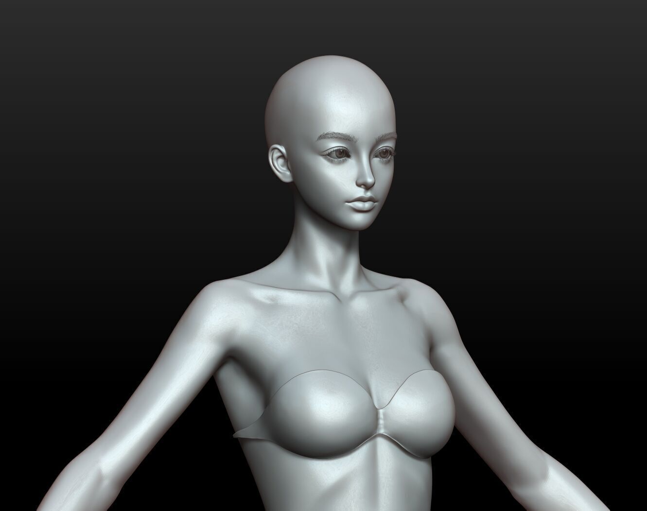 Highpoly Rigged Lowpoly Fantasy human basemesh Low-poly 3D model_53