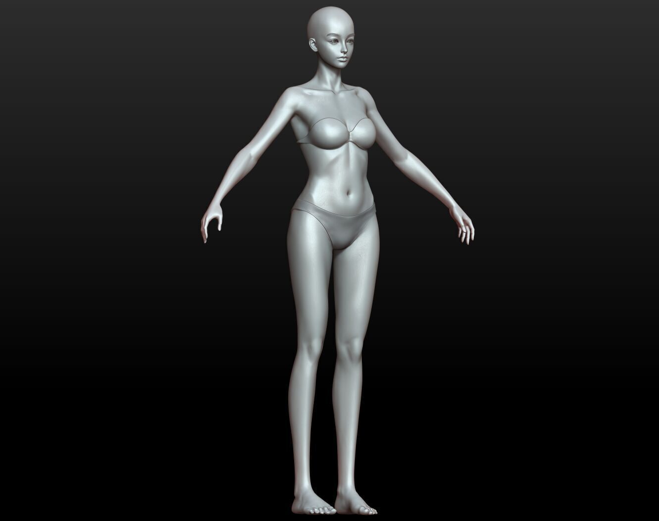 Highpoly Rigged Lowpoly Fantasy human basemesh Low-poly 3D model_43