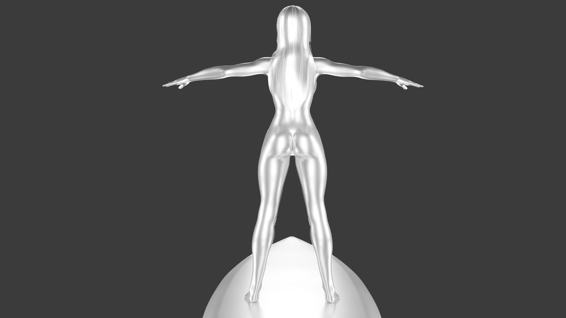 Female Silver Surfer Low-poly 3D model_5