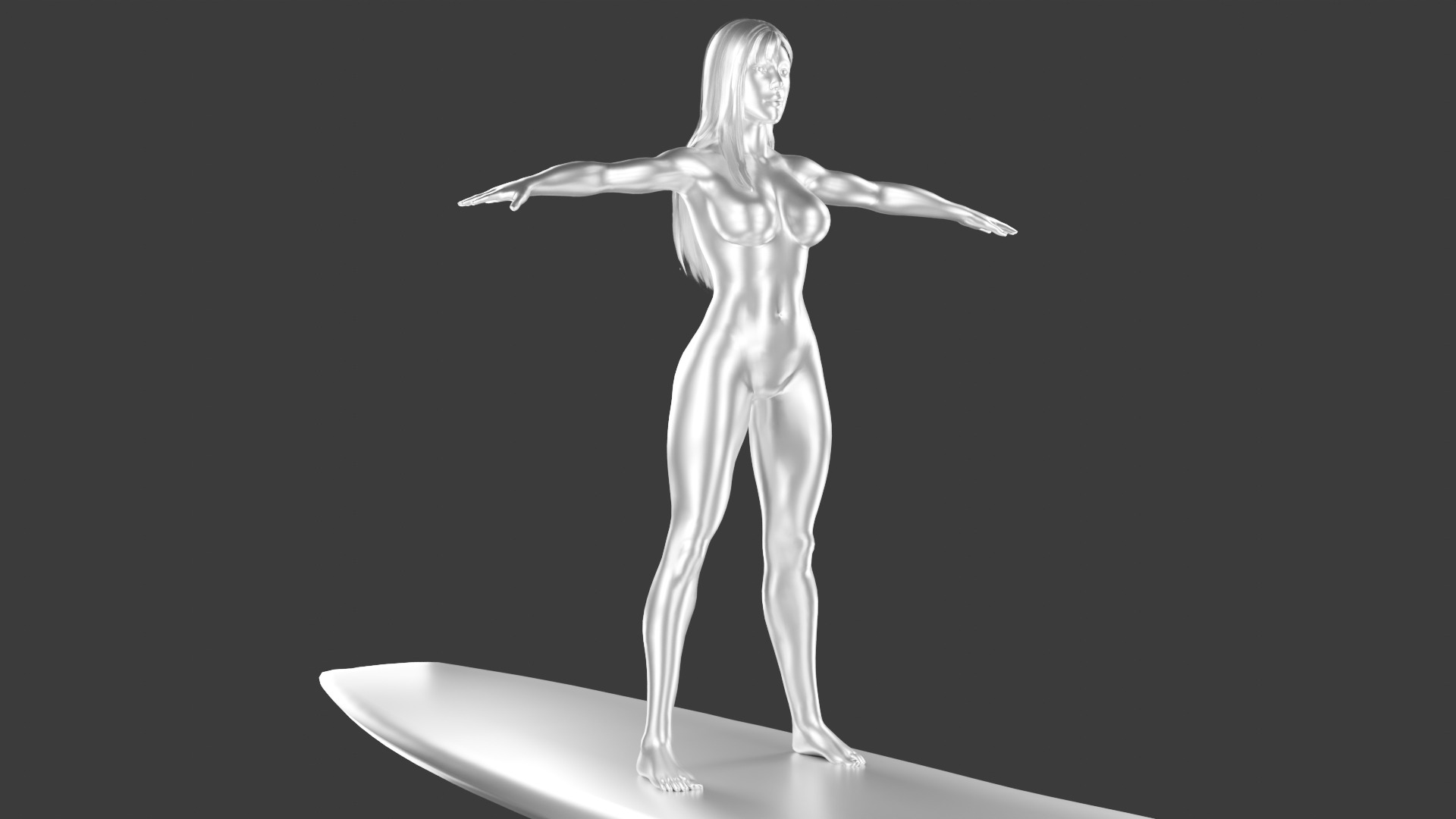 Female Silver Surfer Low-poly 3D model_8