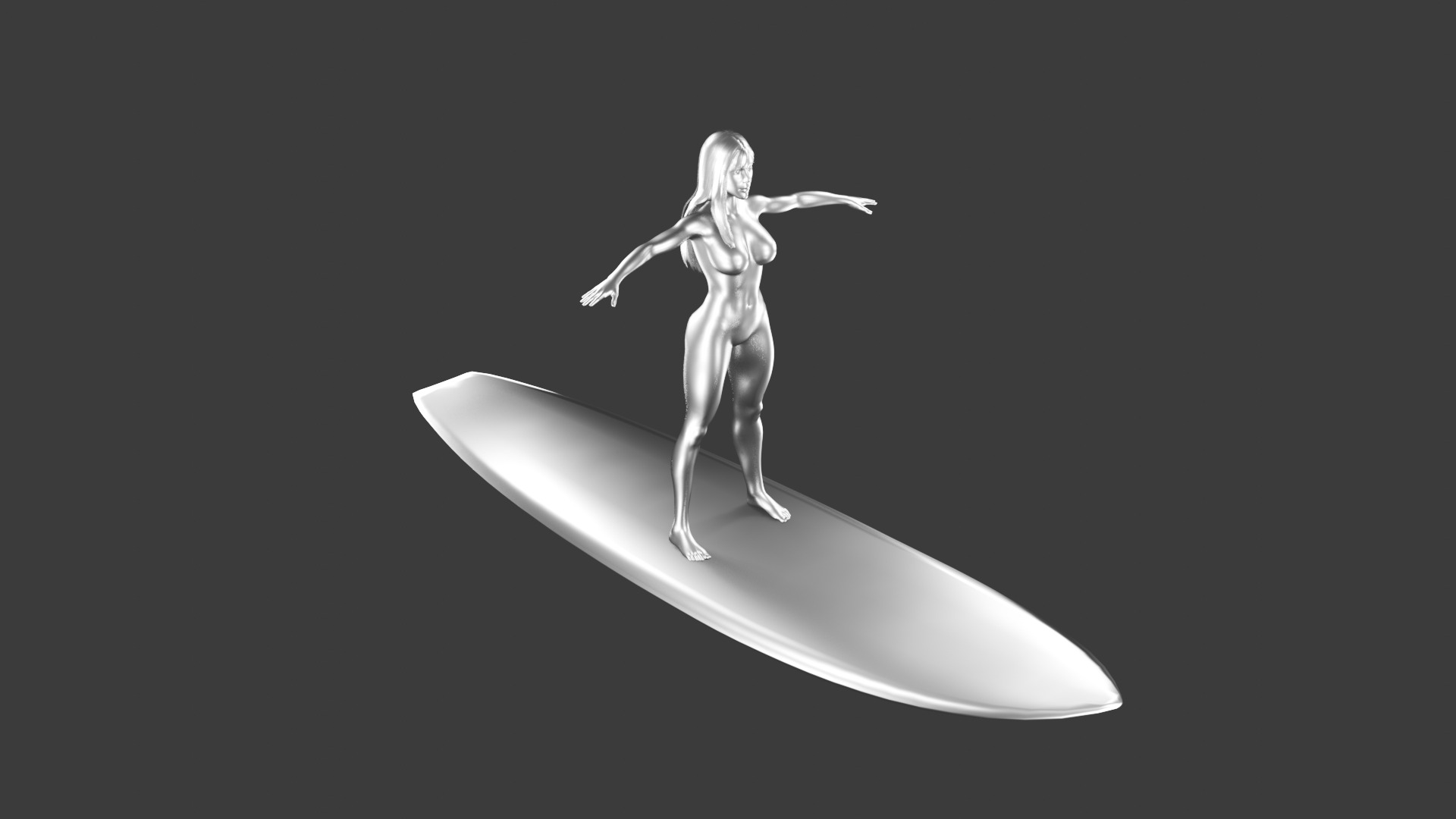 Female Silver Surfer Low-poly 3D model_16