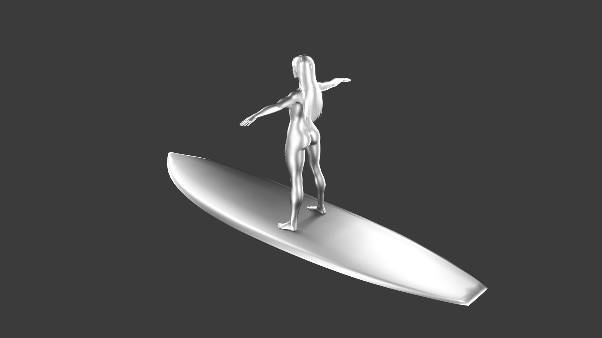 Female Silver Surfer Low-poly 3D model_12