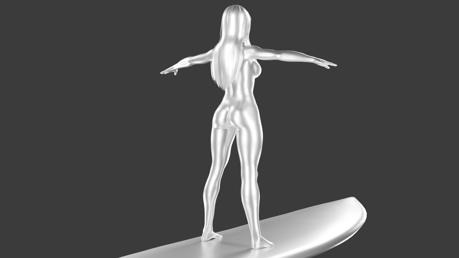 Female Silver Surfer Low-poly 3D model_6