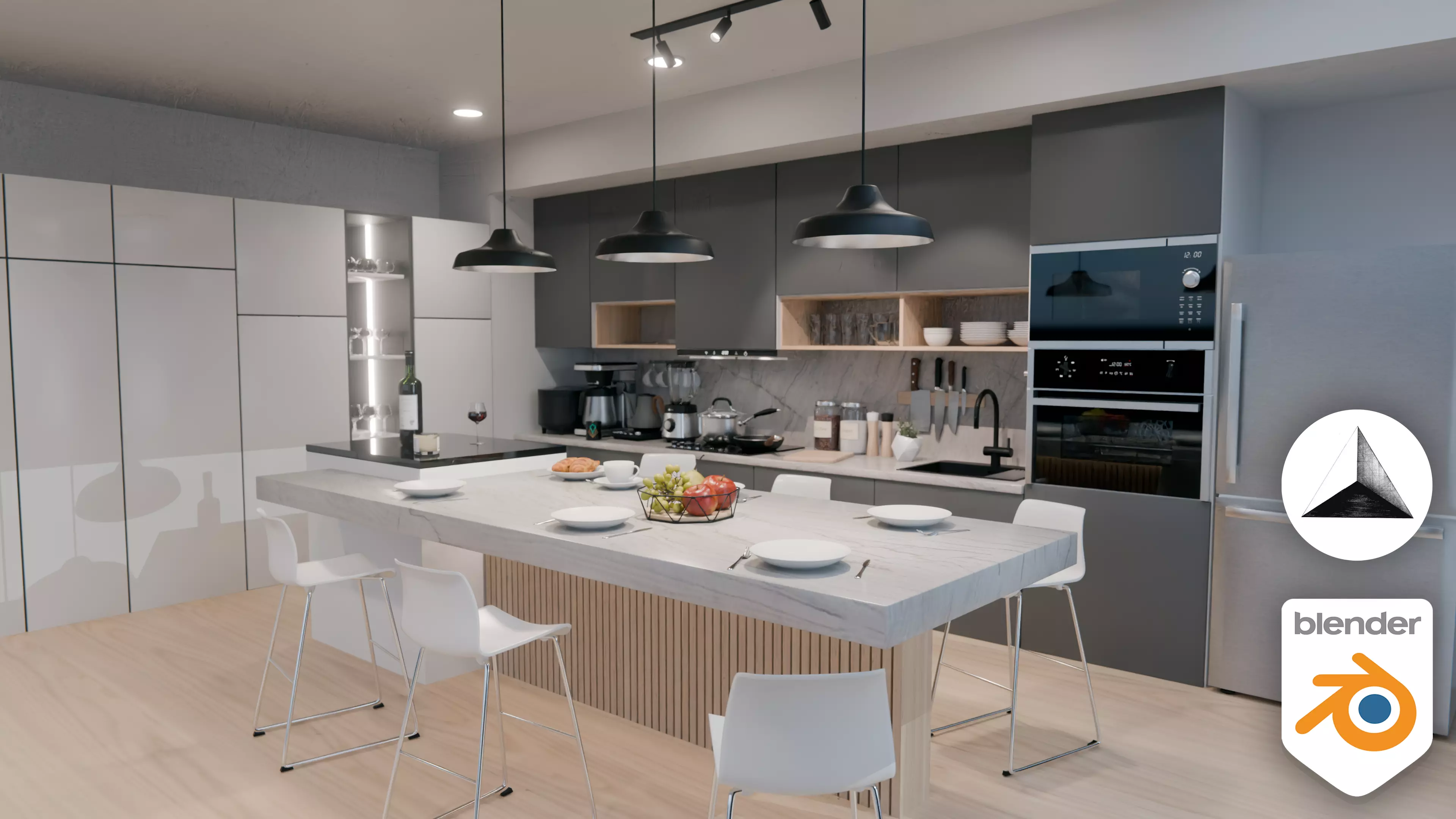 Interior Modern Kitchen Scene 3D model