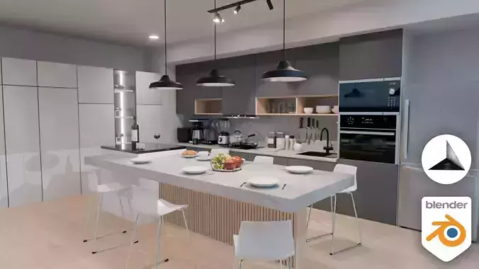 Interior Modern Kitchen Scene