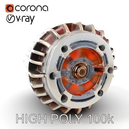 Electric Motor Rotor D Model Pack Low-poly 3D model