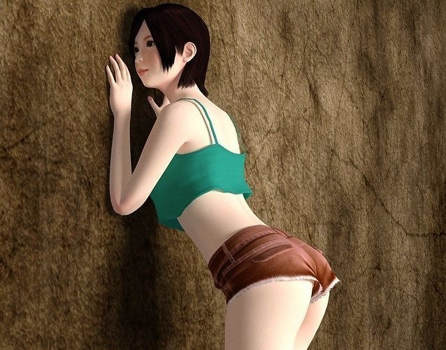 Rina short pants pose 04 3D model