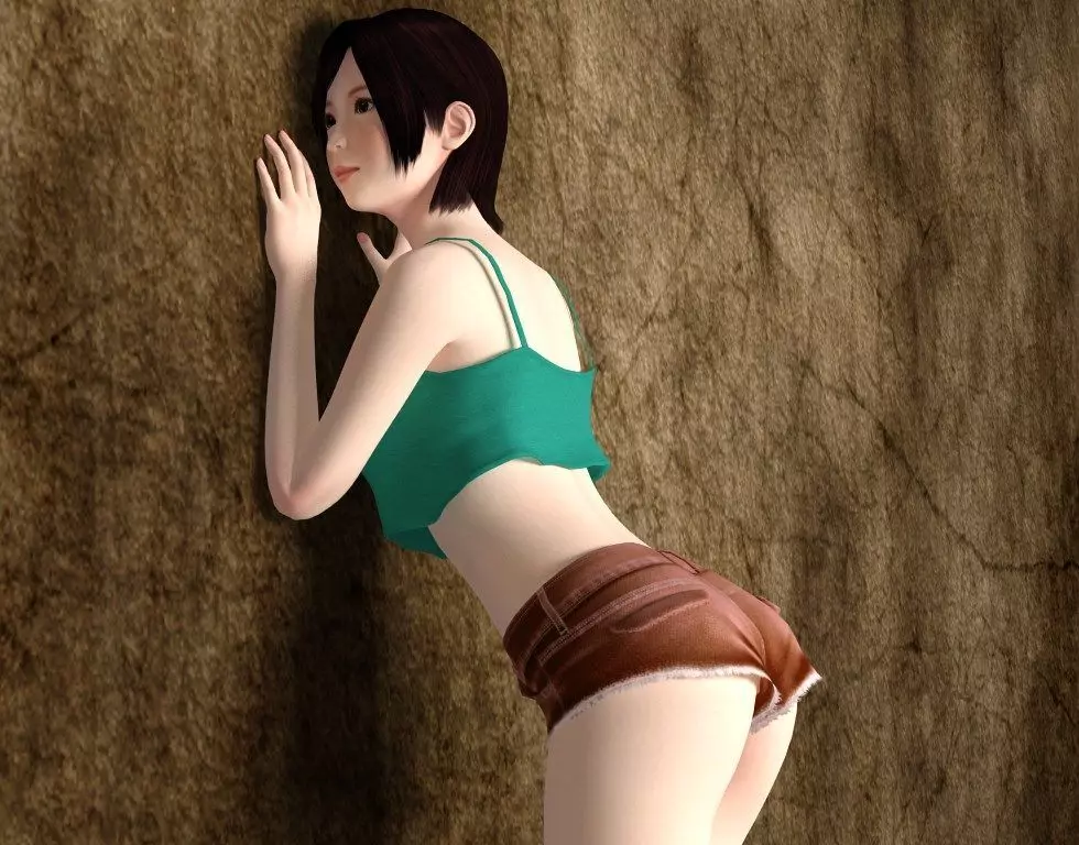 Rina short pants pose 04 3D model_0