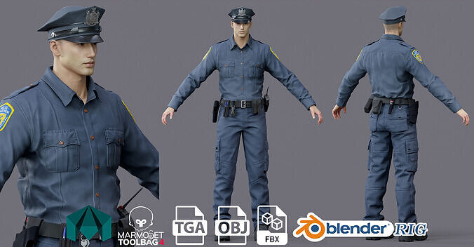 RIGGED POLICE MAN OFFICER suit soldier  Low-poly 3D model