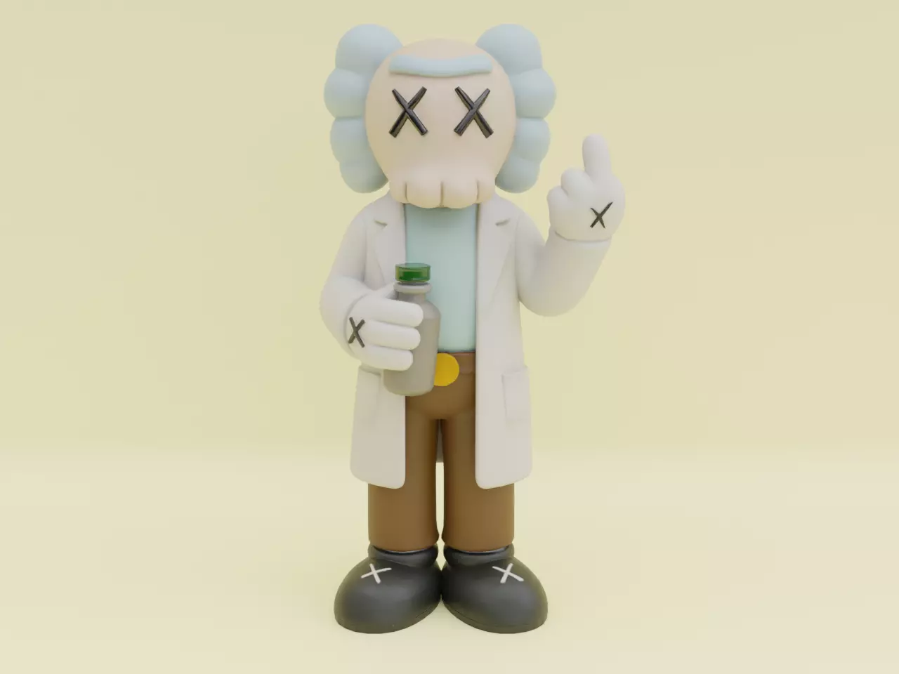 KAWS Rick Sanchez The Scientist Figure Toys Printable 3D print model_0