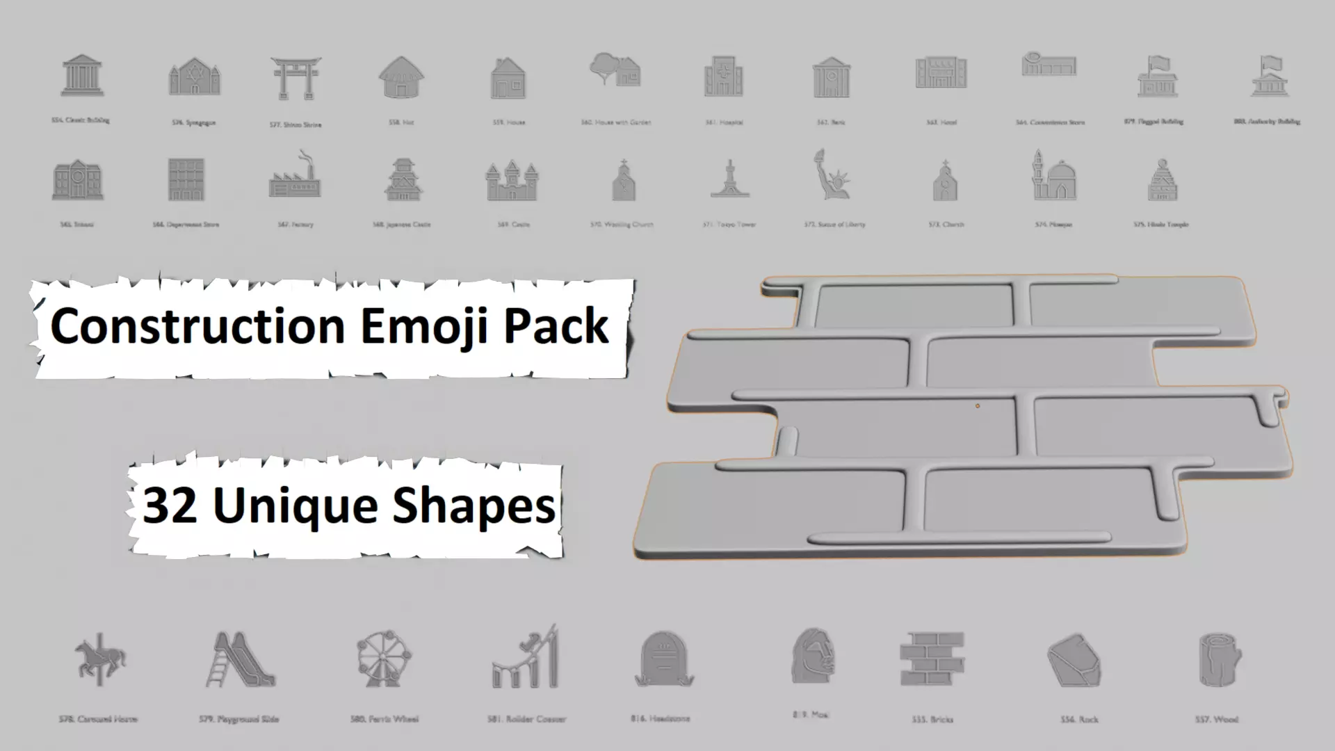Construction Emoji Pack 3D Printable 32 Unique Emojis 3D print model