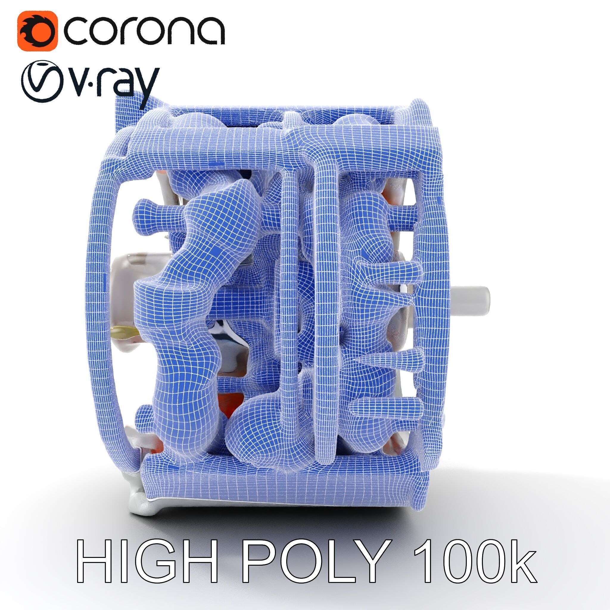 Electric Motor Model Pack  Detailed Mechanical Component Low-poly 3D model_23