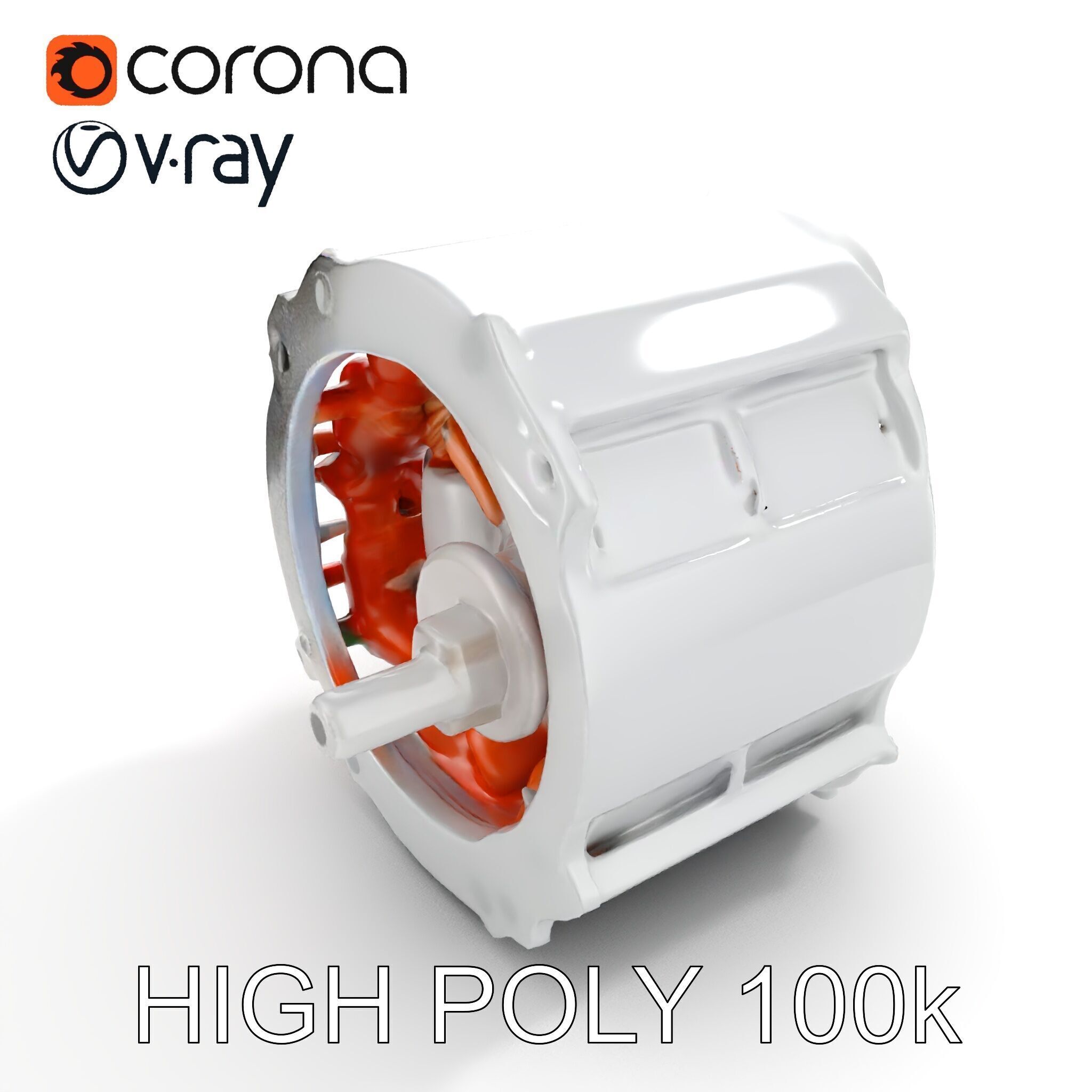 Electric Motor Model Pack  Detailed Mechanical Component Low-poly 3D model_10