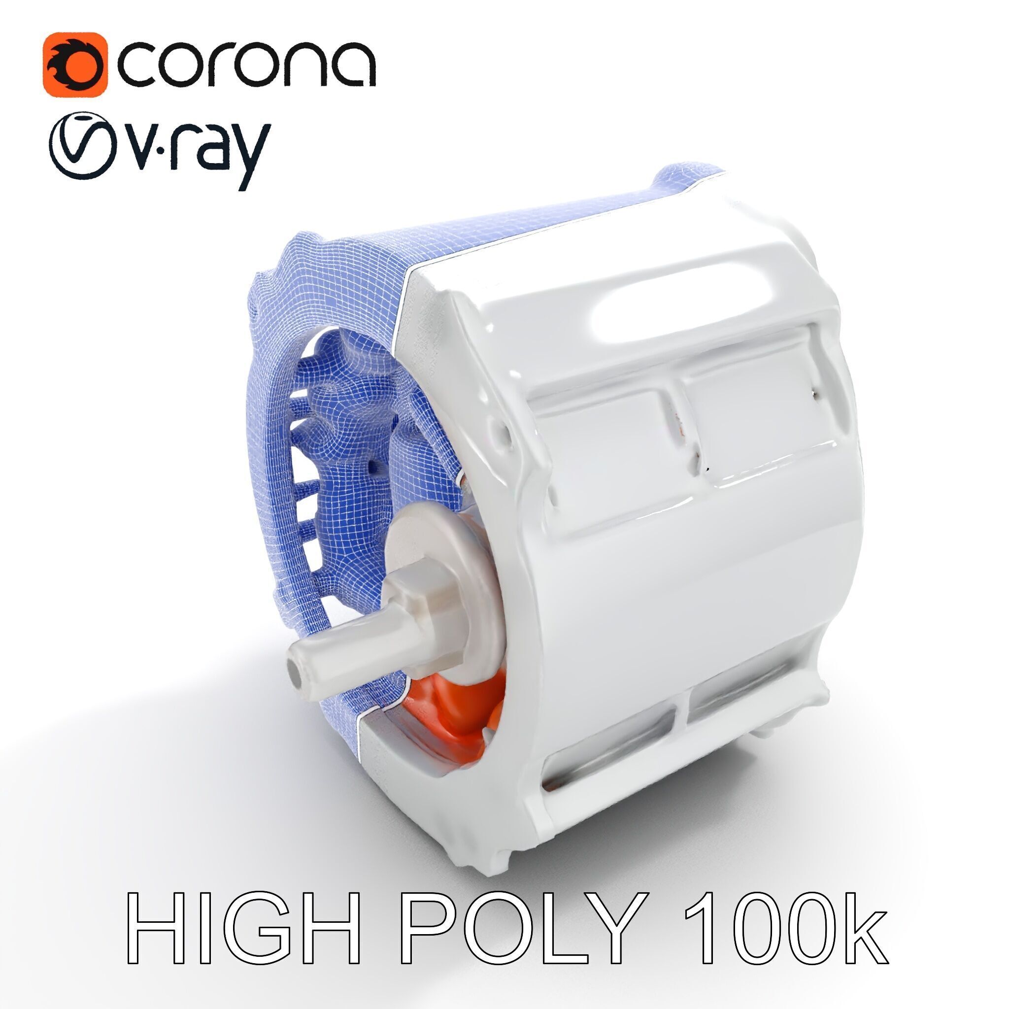 Electric Motor Model Pack  Detailed Mechanical Component Low-poly 3D model_32