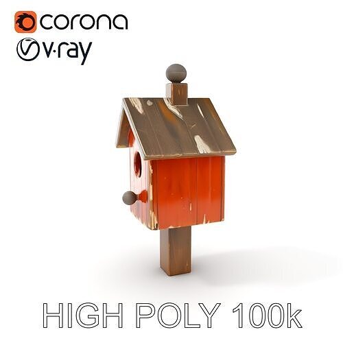 Rustic Wooden Birdhouse Model Pack Low-poly 3D model