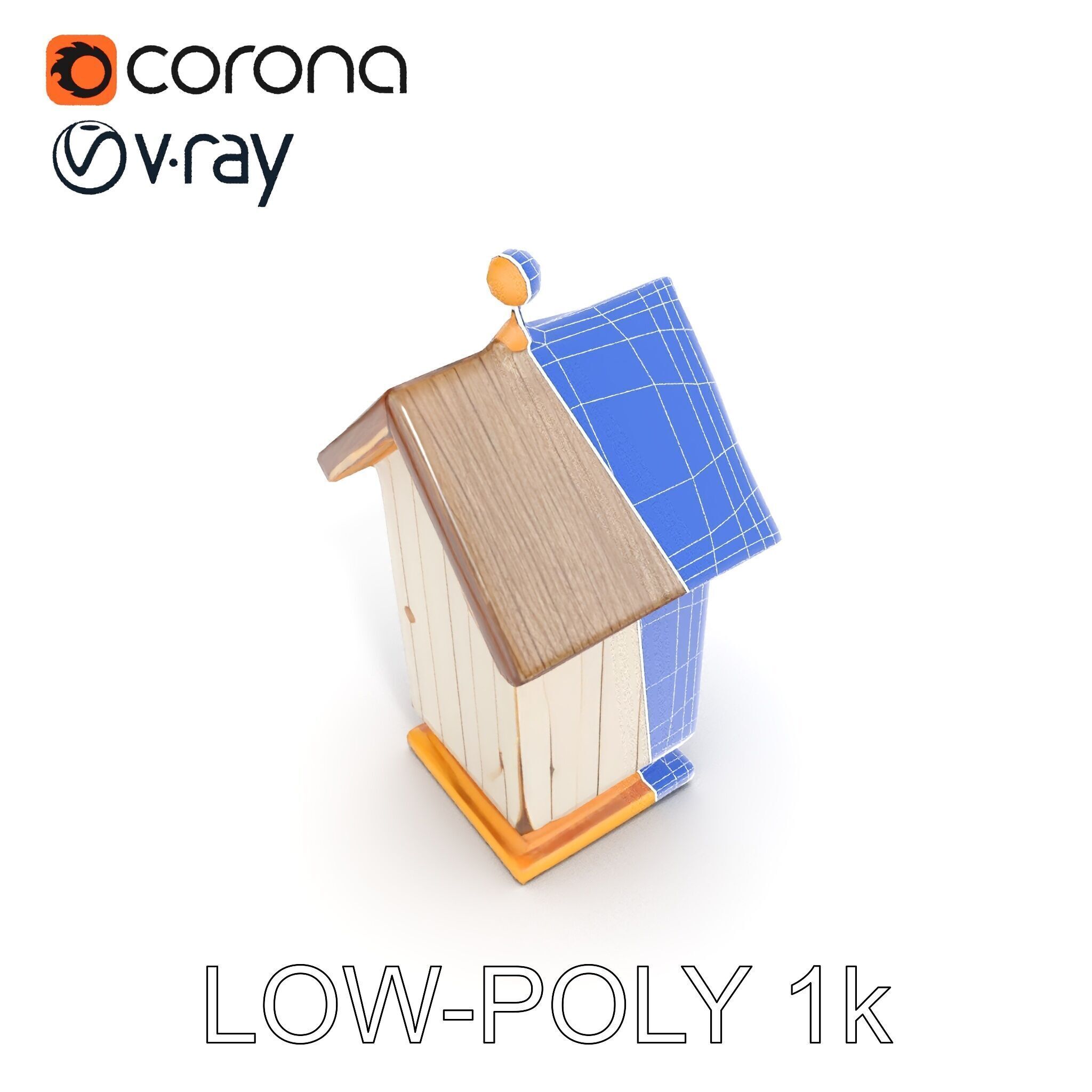 Rustic Birdhouse Model Pack with Detailed Textures Low-poly 3D model_28