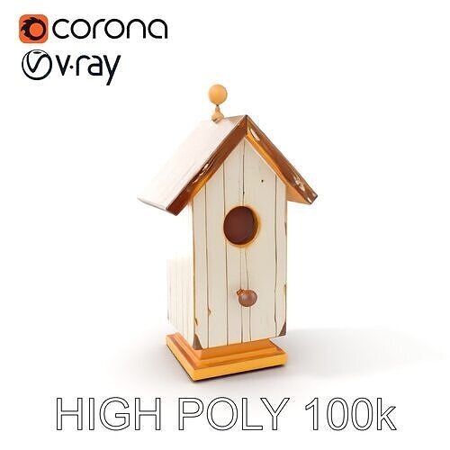 Rustic Birdhouse Model Pack with Detailed Textures Low-poly 3D model