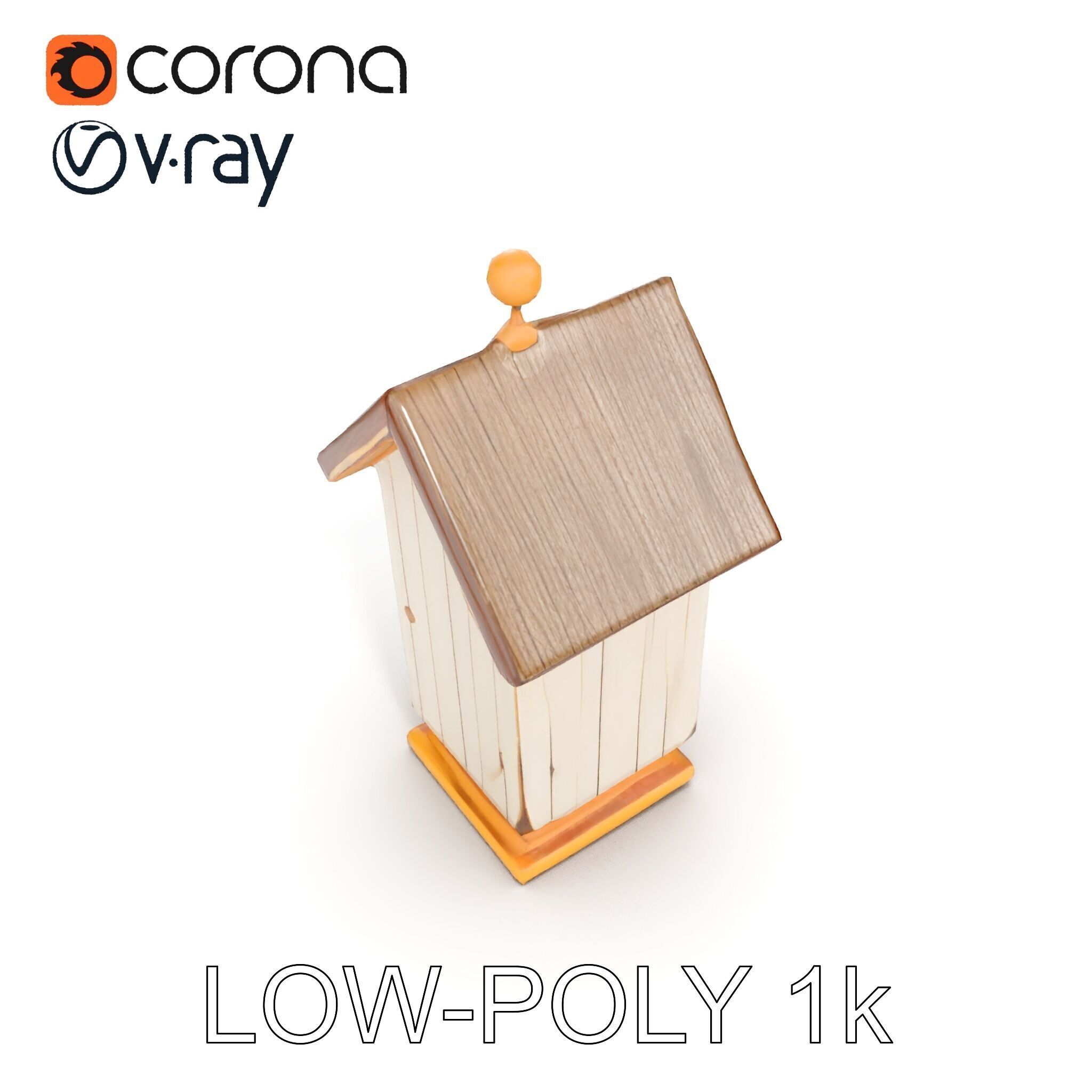 Rustic Birdhouse Model Pack with Detailed Textures Low-poly 3D model_17