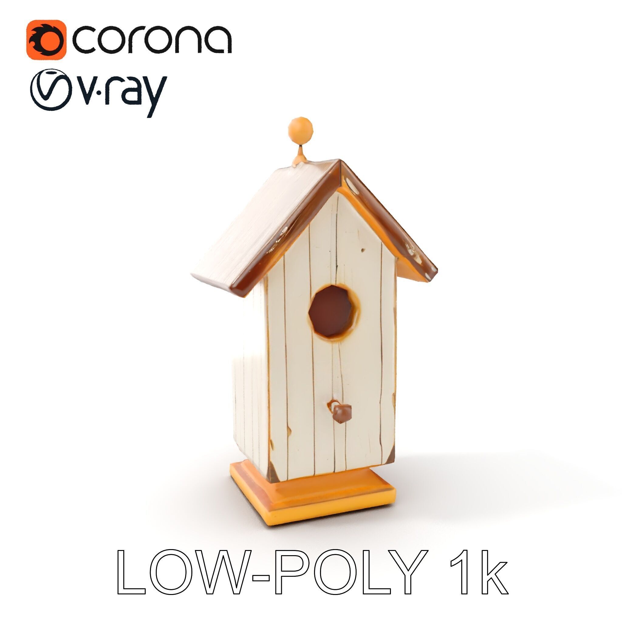 Rustic Birdhouse Model Pack with Detailed Textures Low-poly 3D model_9
