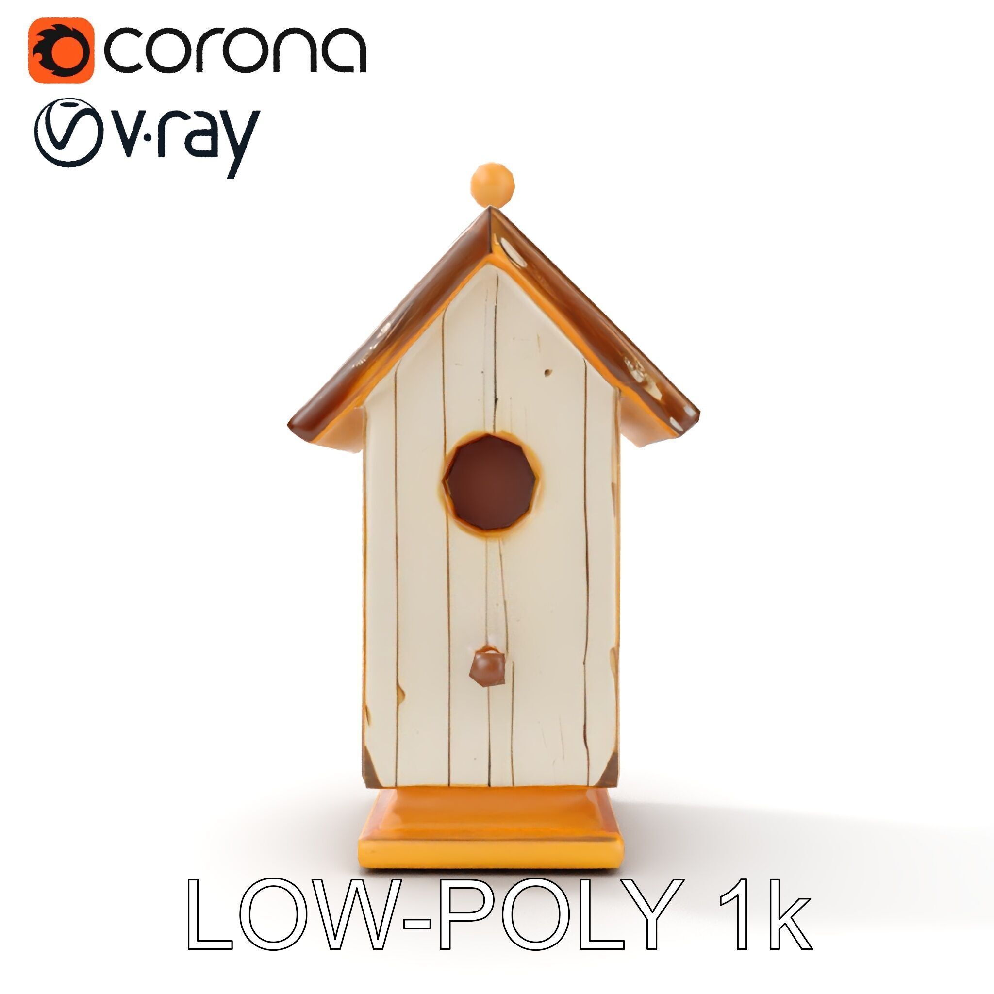 Rustic Birdhouse Model Pack with Detailed Textures Low-poly 3D model_11
