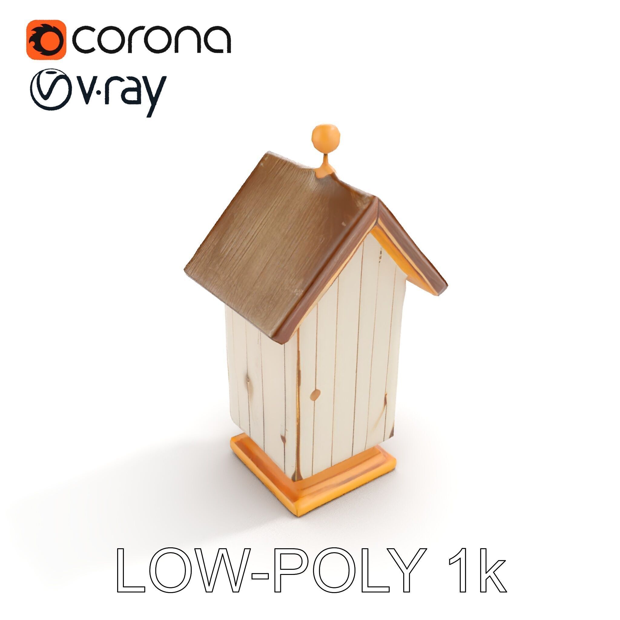 Rustic Birdhouse Model Pack with Detailed Textures Low-poly 3D model_7