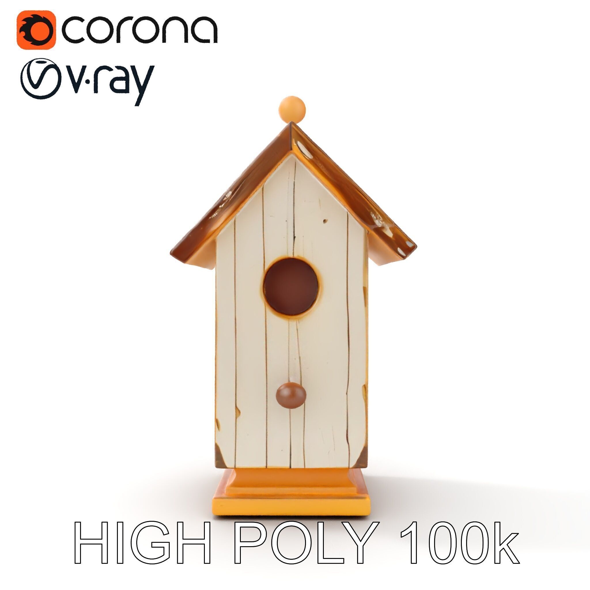 Rustic Birdhouse Model Pack with Detailed Textures Low-poly 3D model_35