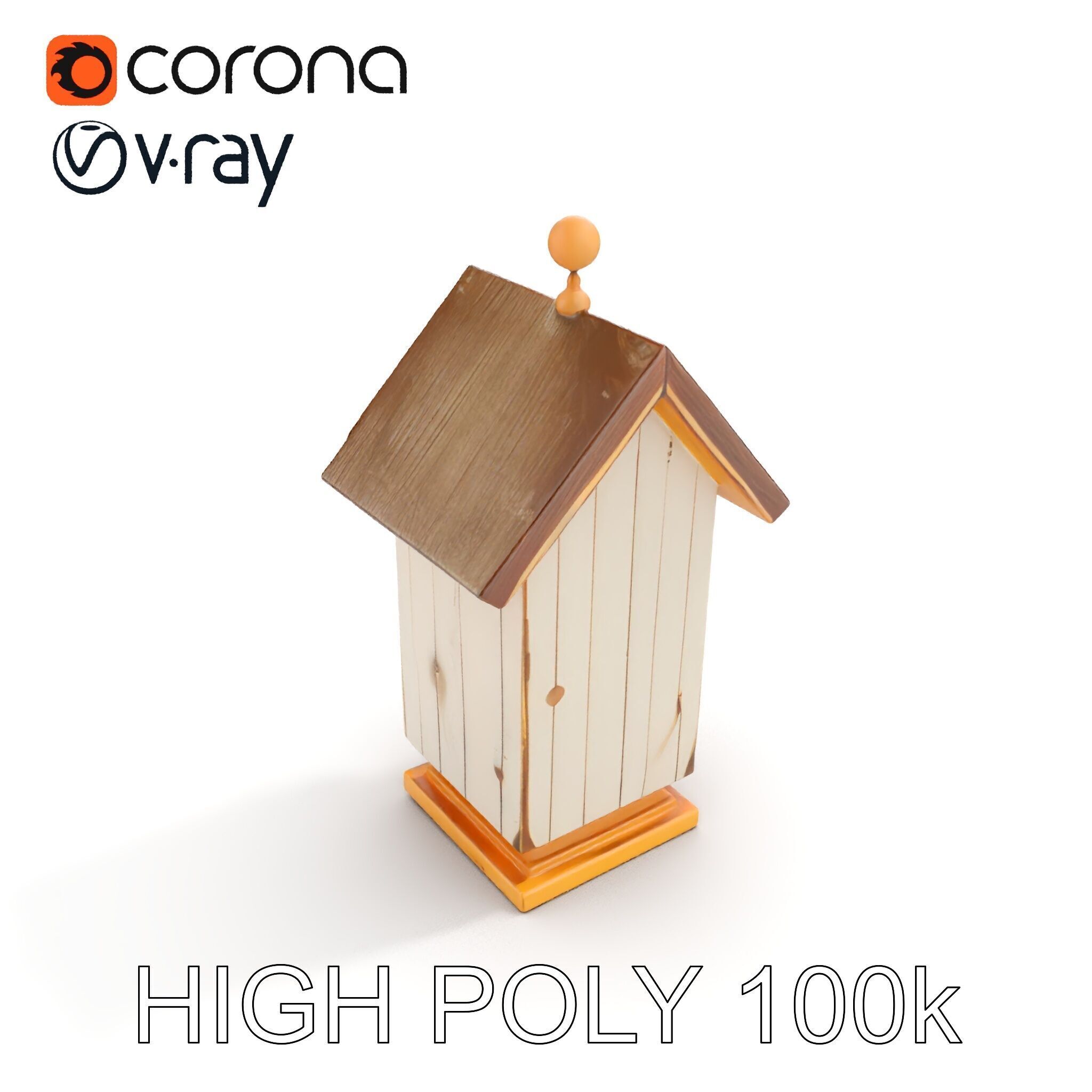 Rustic Birdhouse Model Pack with Detailed Textures Low-poly 3D model_12