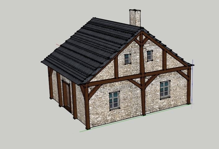 medieval house with roof Free low-poly 3D model_0