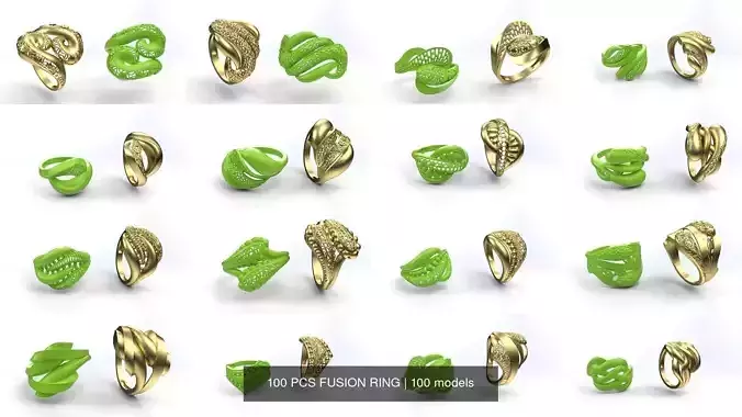 100 PCS FUSION RING 3D Model Collection