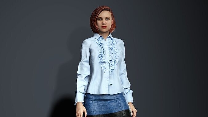 Sexy Female Secretary  Low-poly 3D model