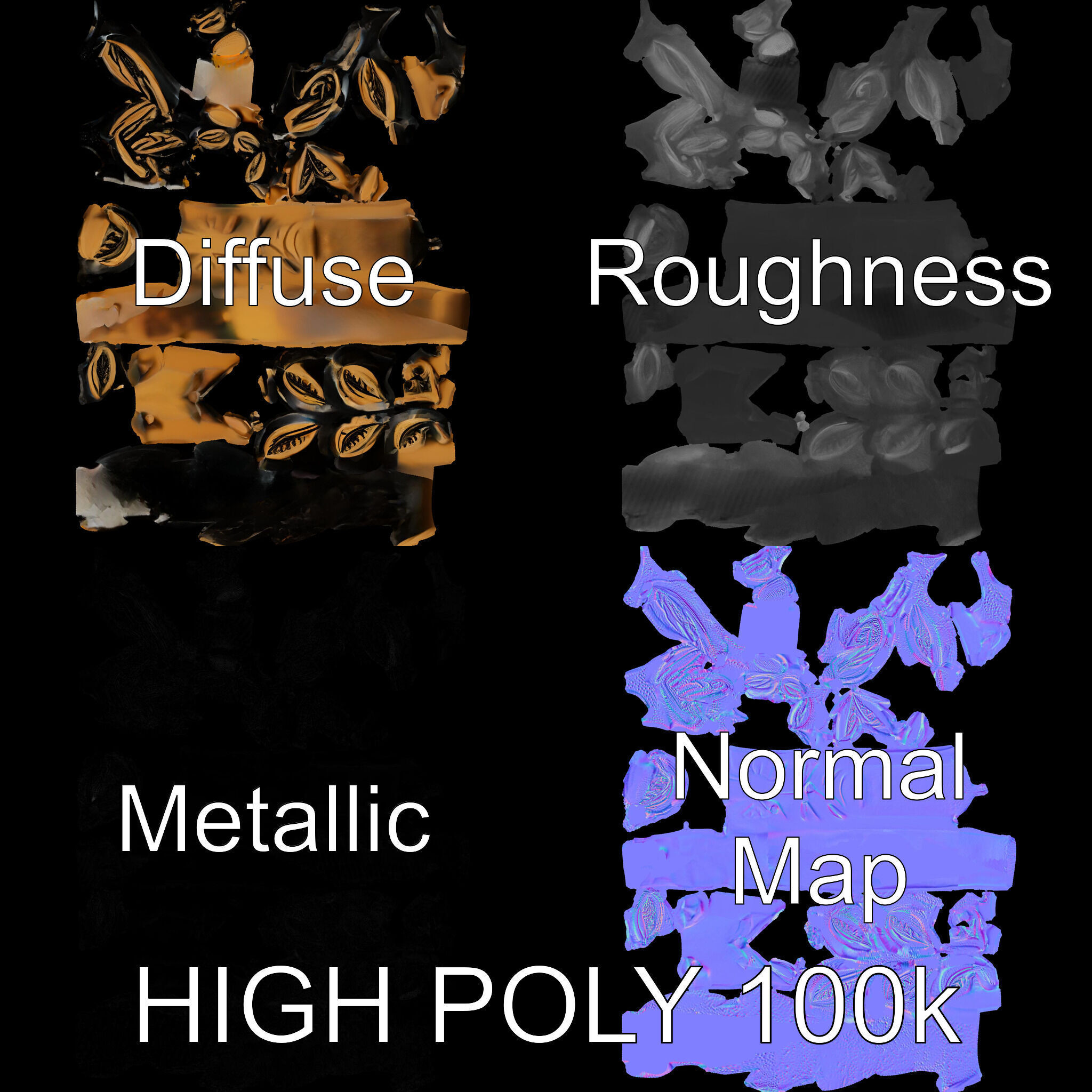 Laurel Leaf Ring Model Pack Low-poly 3D model_3