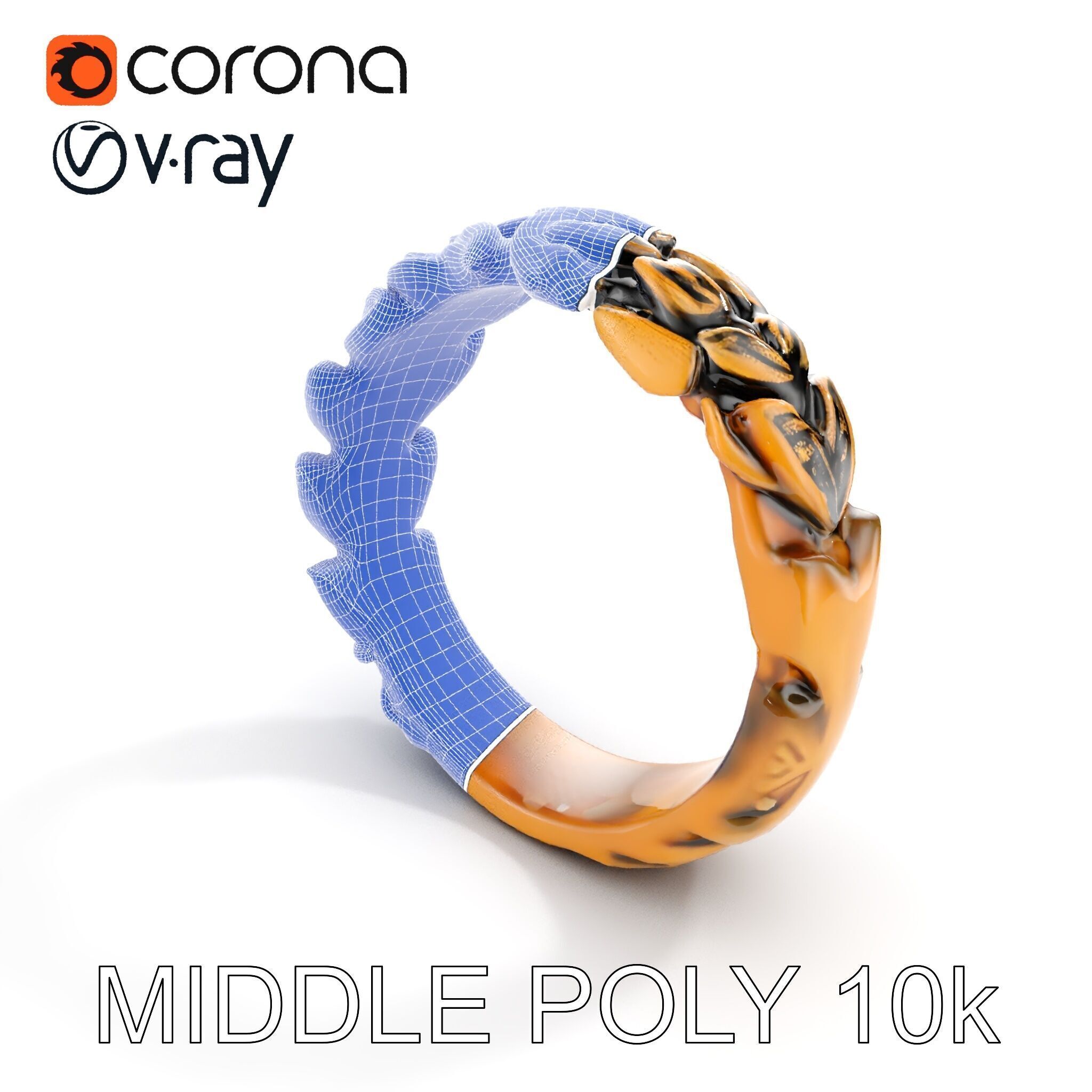 Laurel Leaf Ring Model Pack Low-poly 3D model_21