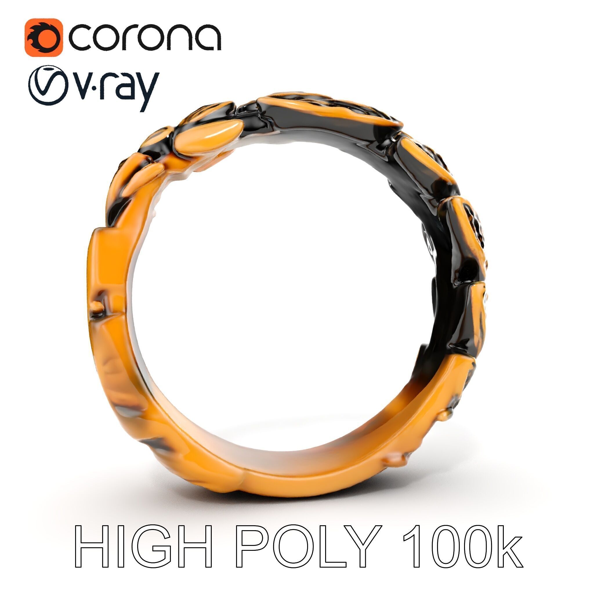 Laurel Leaf Ring Model Pack Low-poly 3D model_23