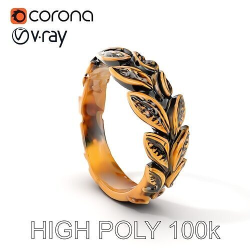 Laurel Leaf Ring Model Pack Low-poly 3D model