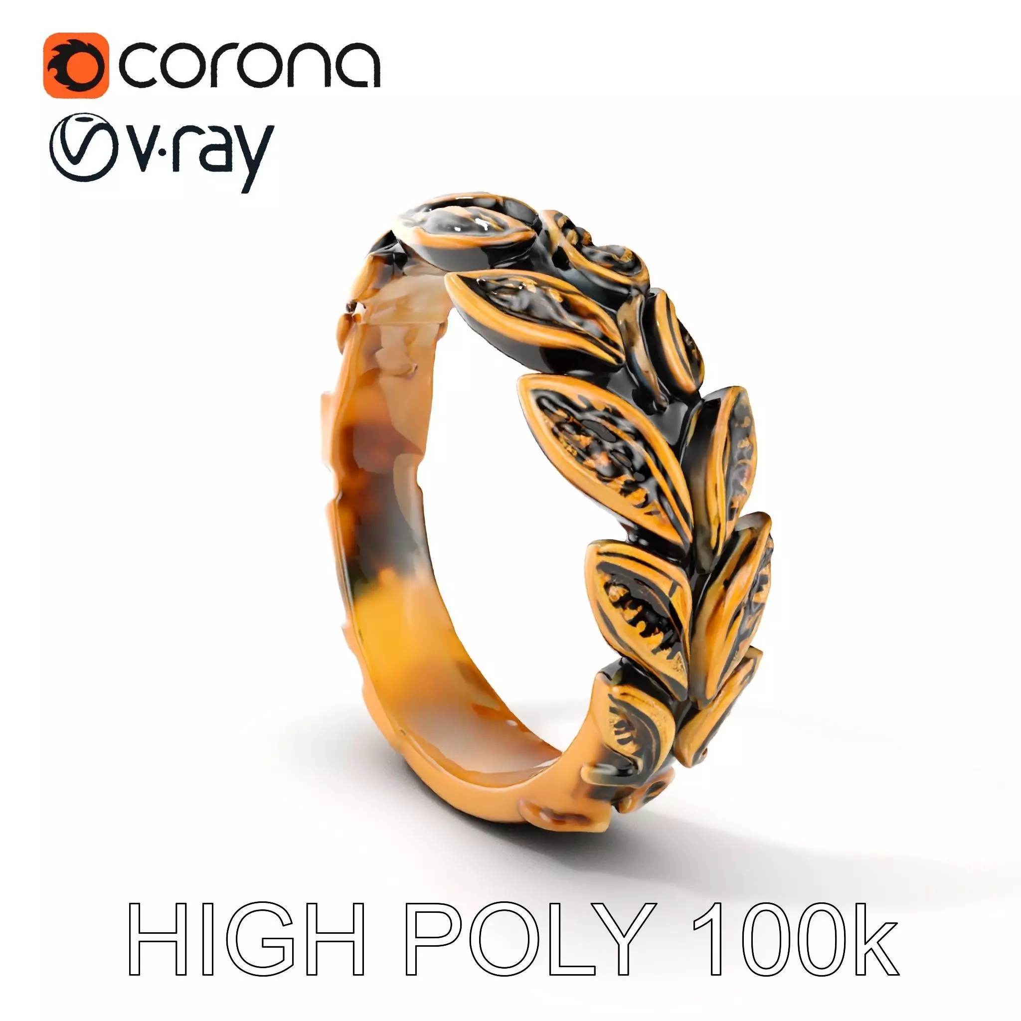 Laurel Leaf Ring Model Pack Low-poly 3D model_0