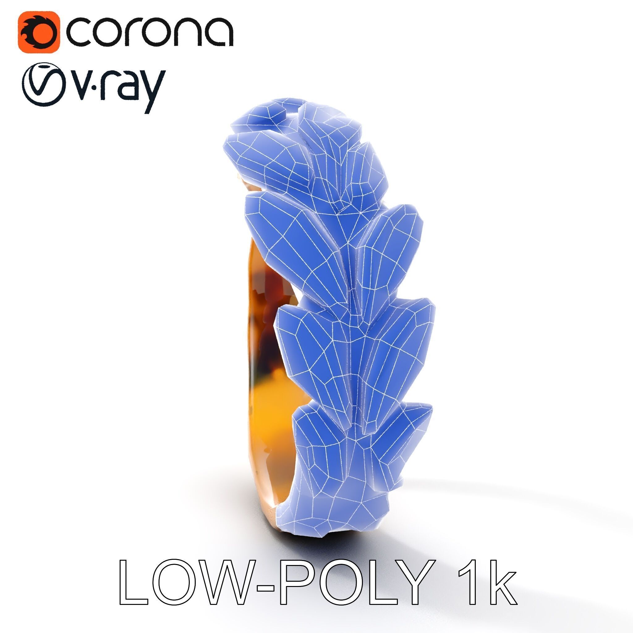 Laurel Leaf Ring Model Pack Low-poly 3D model_22