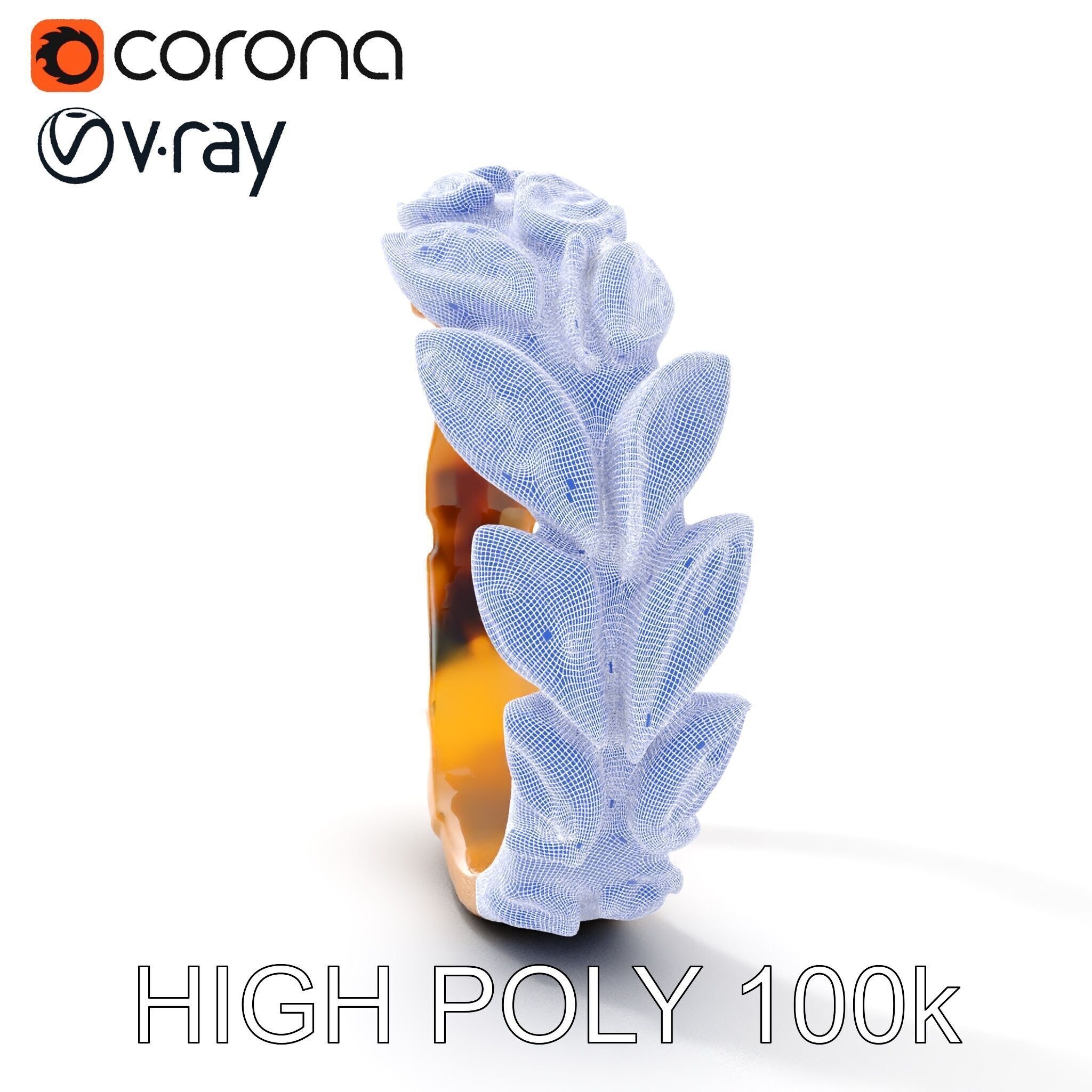 Laurel Leaf Ring Model Pack Low-poly 3D model_29