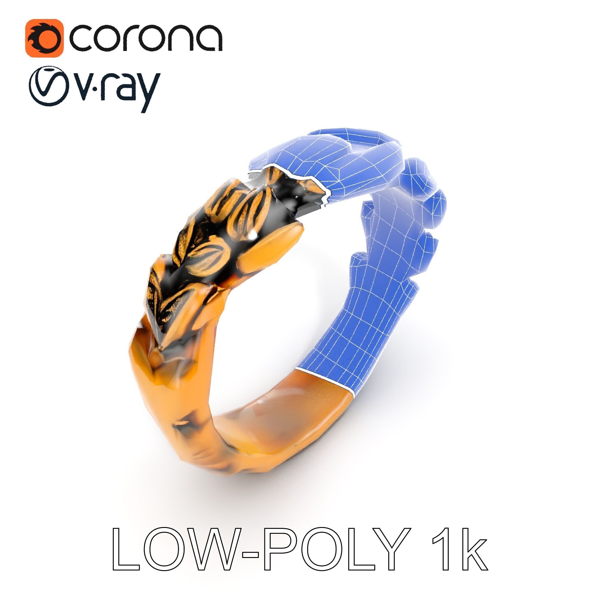 Laurel Leaf Ring Model Pack Low-poly 3D model_31