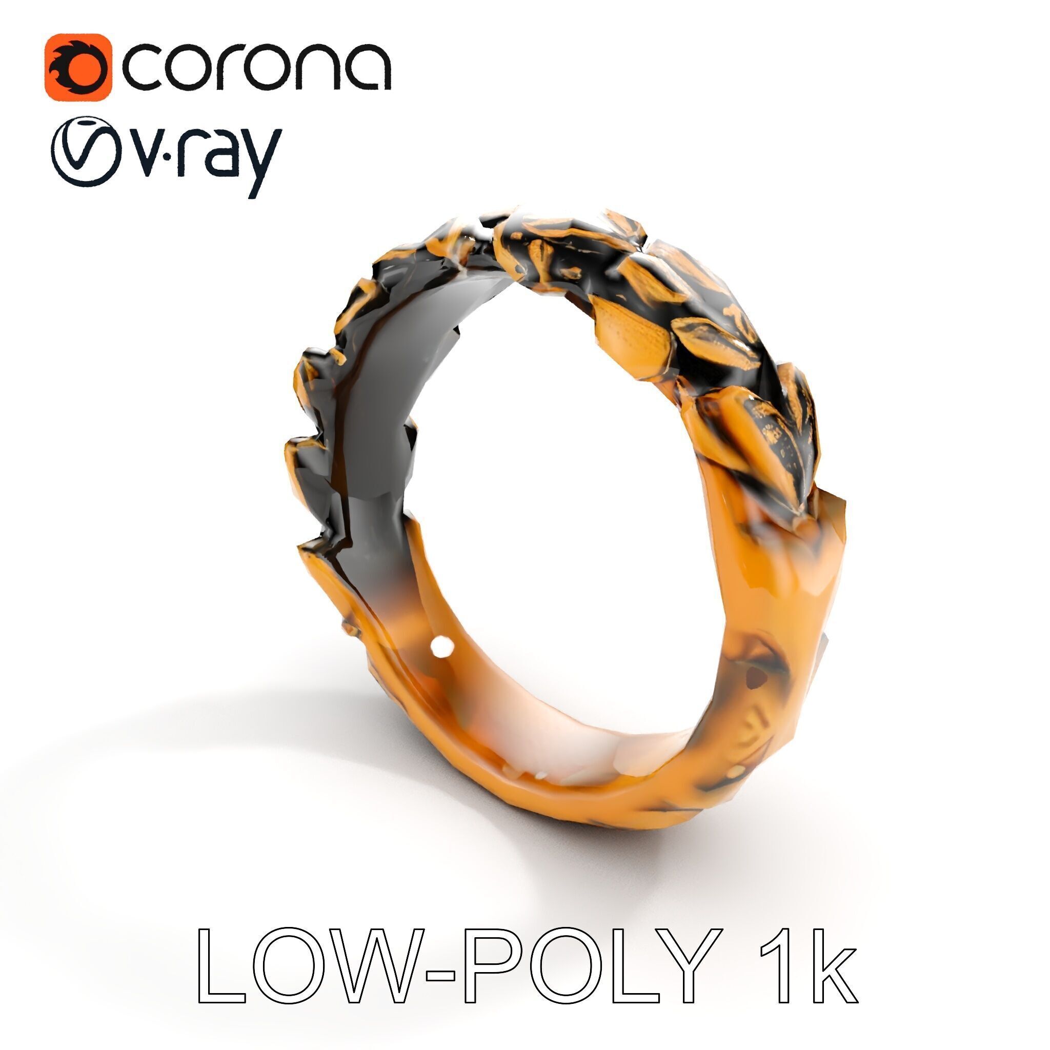Laurel Leaf Ring Model Pack Low-poly 3D model_9