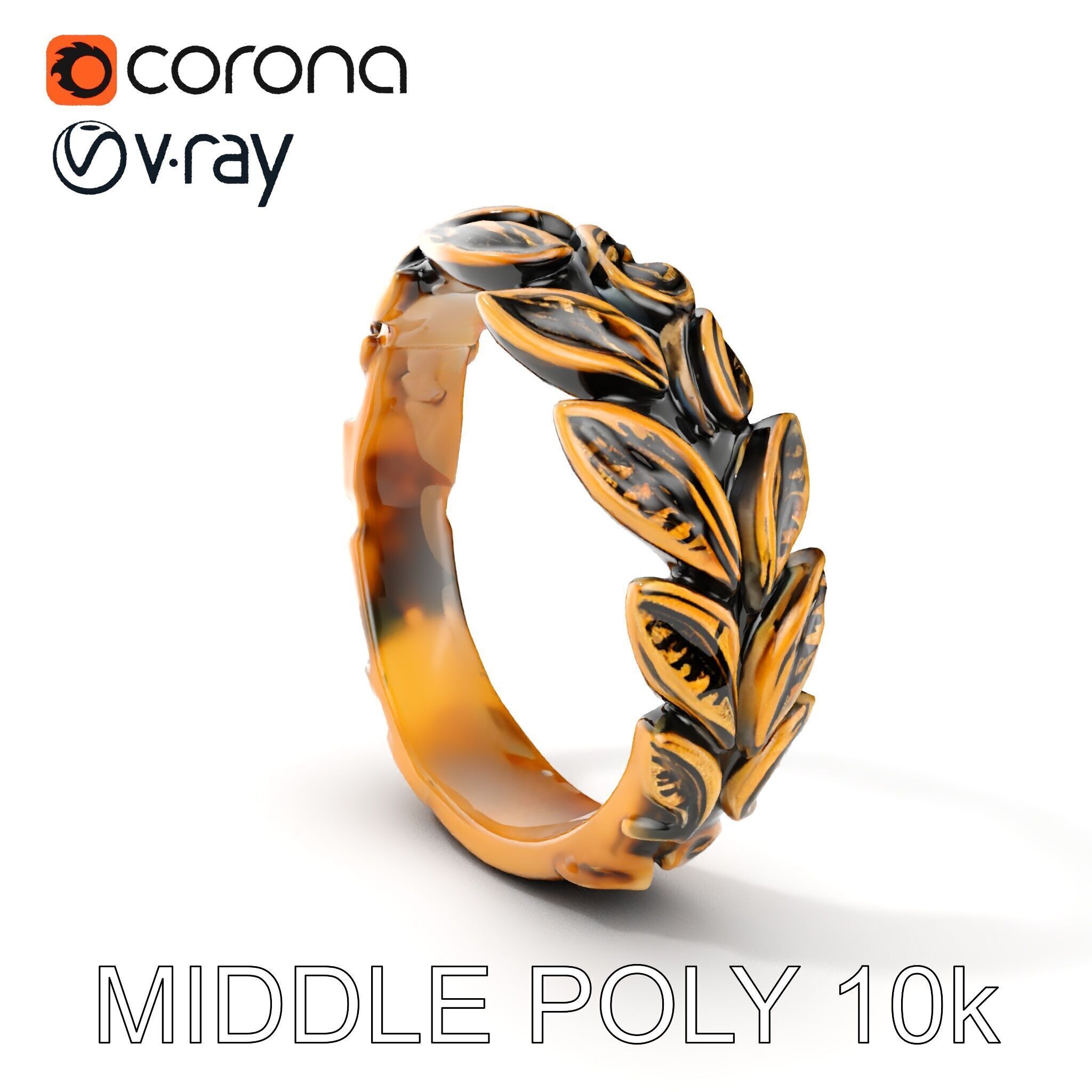 Laurel Leaf Ring Model Pack Low-poly 3D model_6