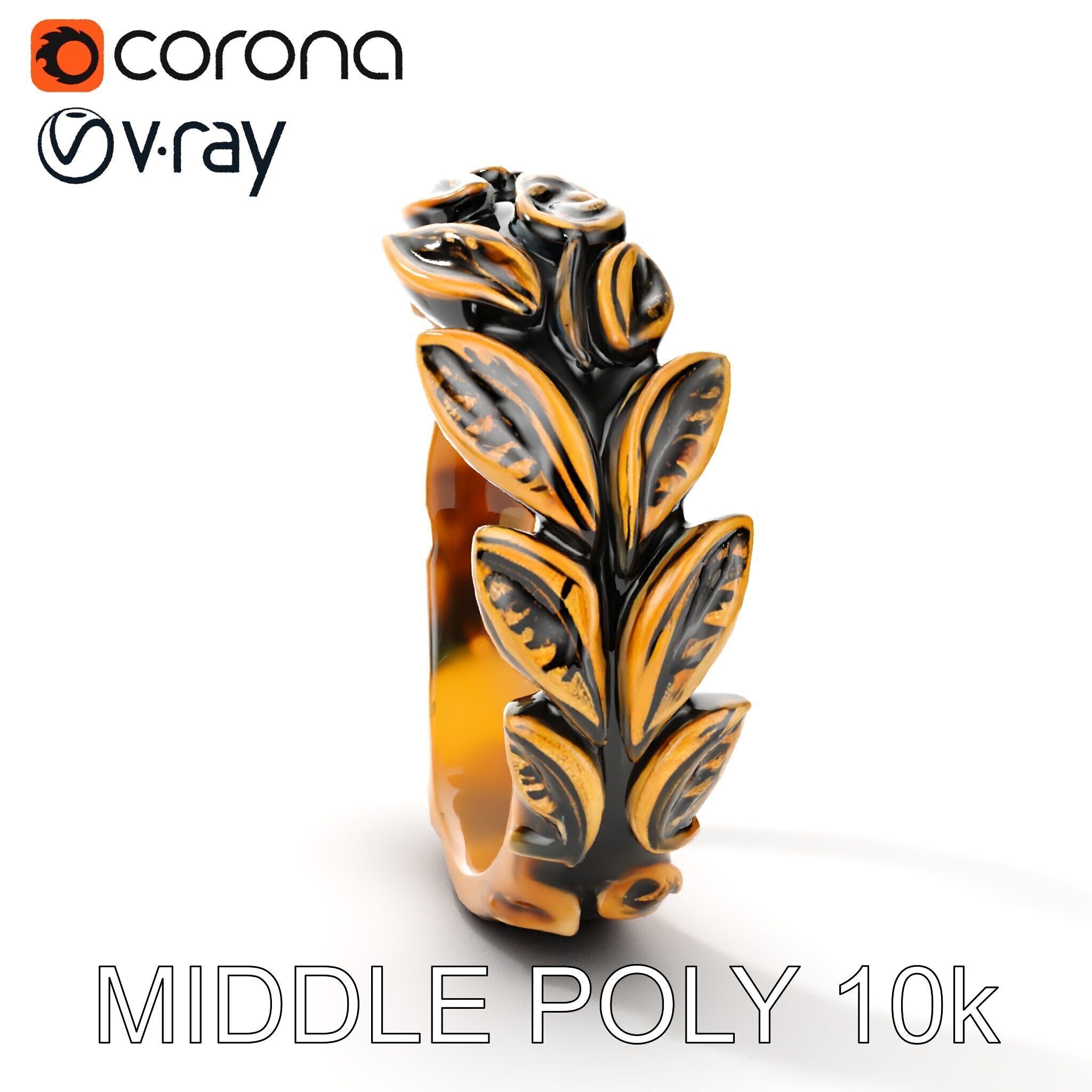 Laurel Leaf Ring Model Pack Low-poly 3D model_10