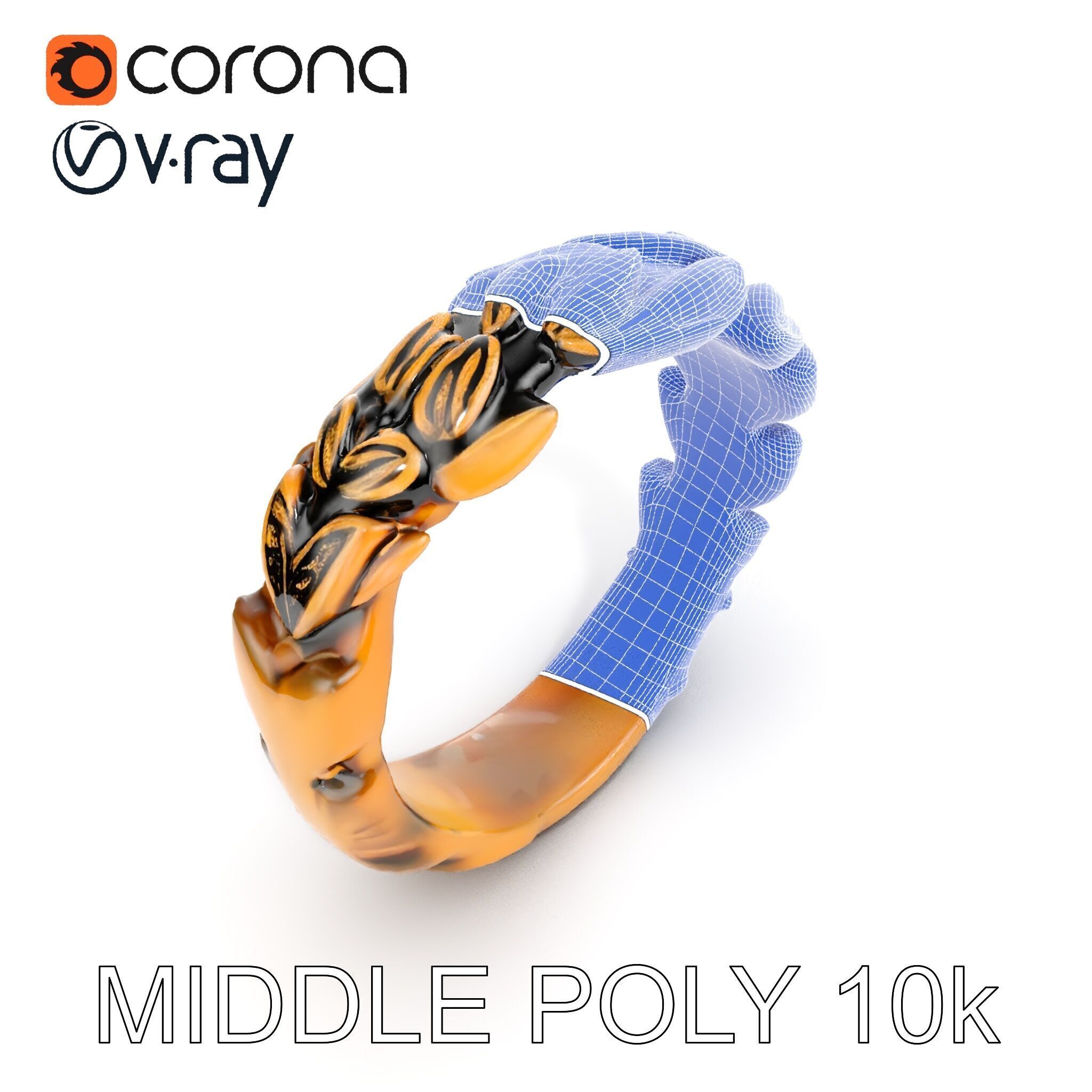 Laurel Leaf Ring Model Pack Low-poly 3D model_24