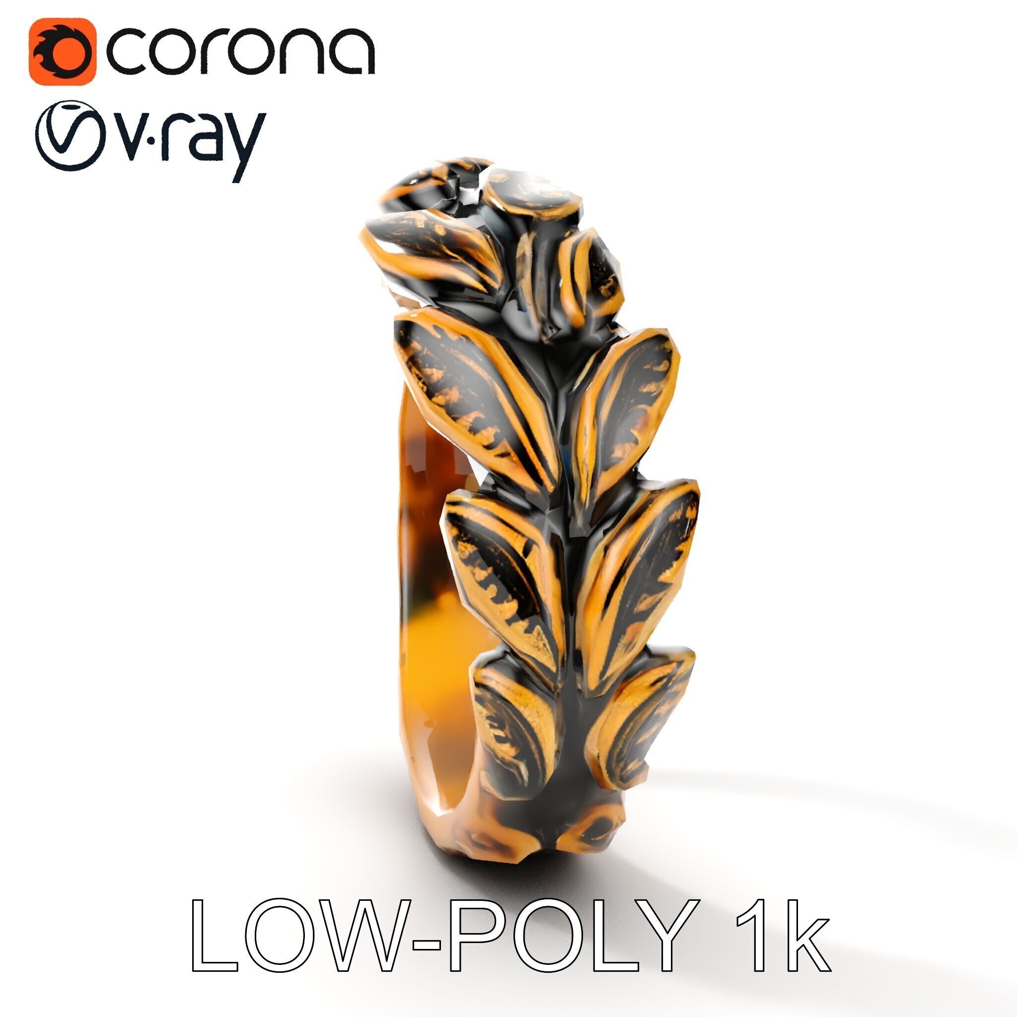 Laurel Leaf Ring Model Pack Low-poly 3D model_11