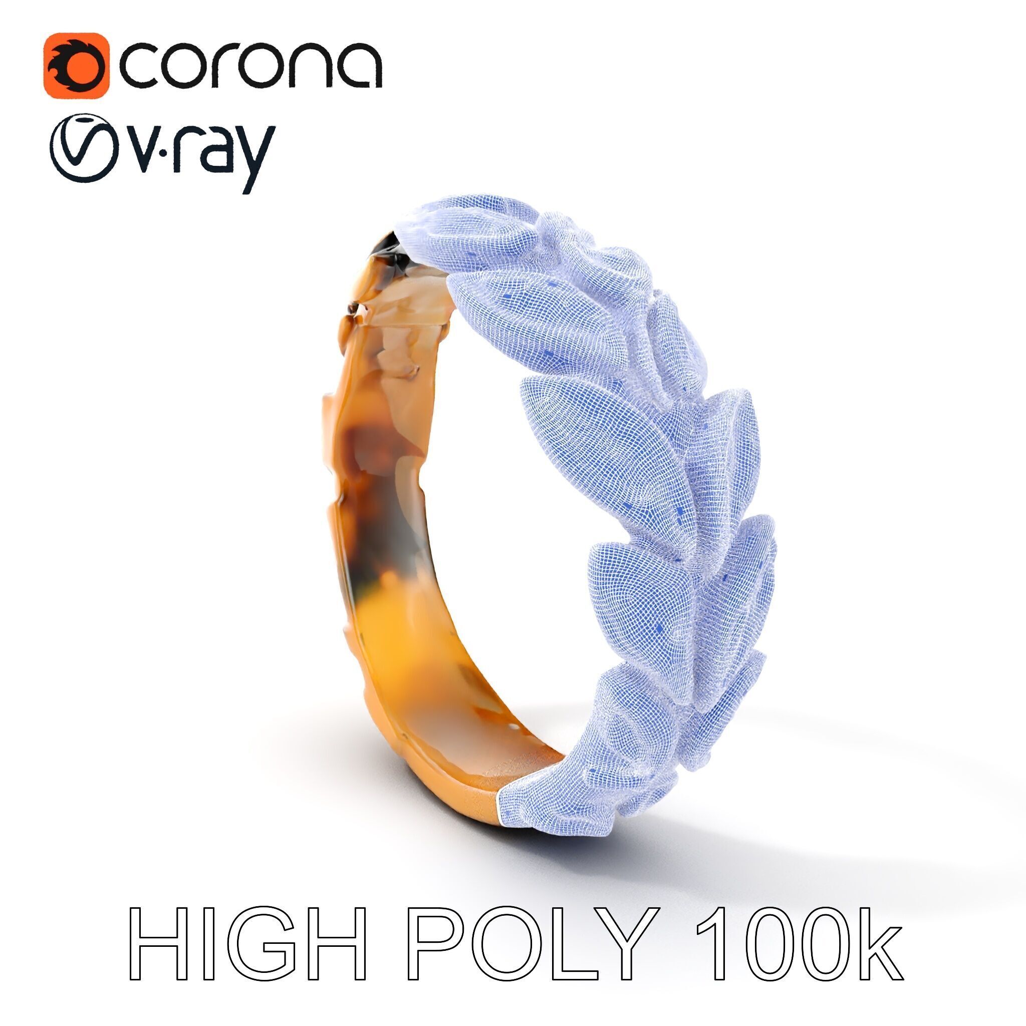 Laurel Leaf Ring Model Pack Low-poly 3D model_4
