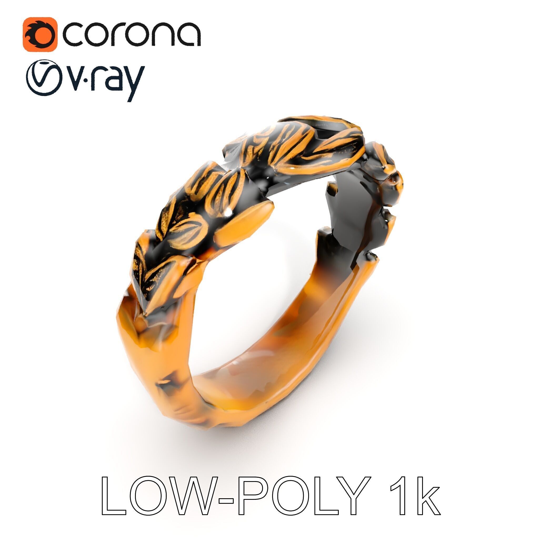 Laurel Leaf Ring Model Pack Low-poly 3D model_7