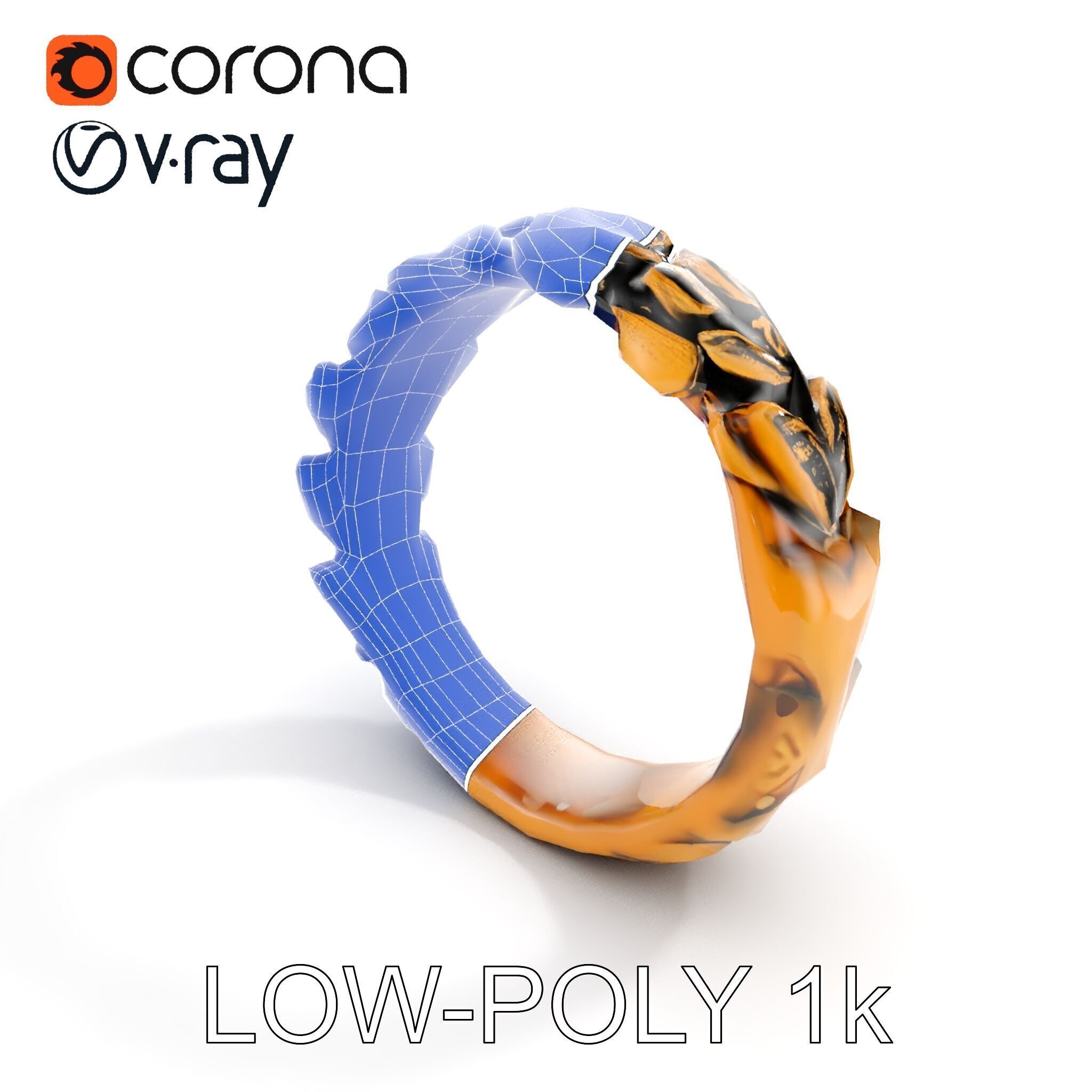 Laurel Leaf Ring Model Pack Low-poly 3D model_14