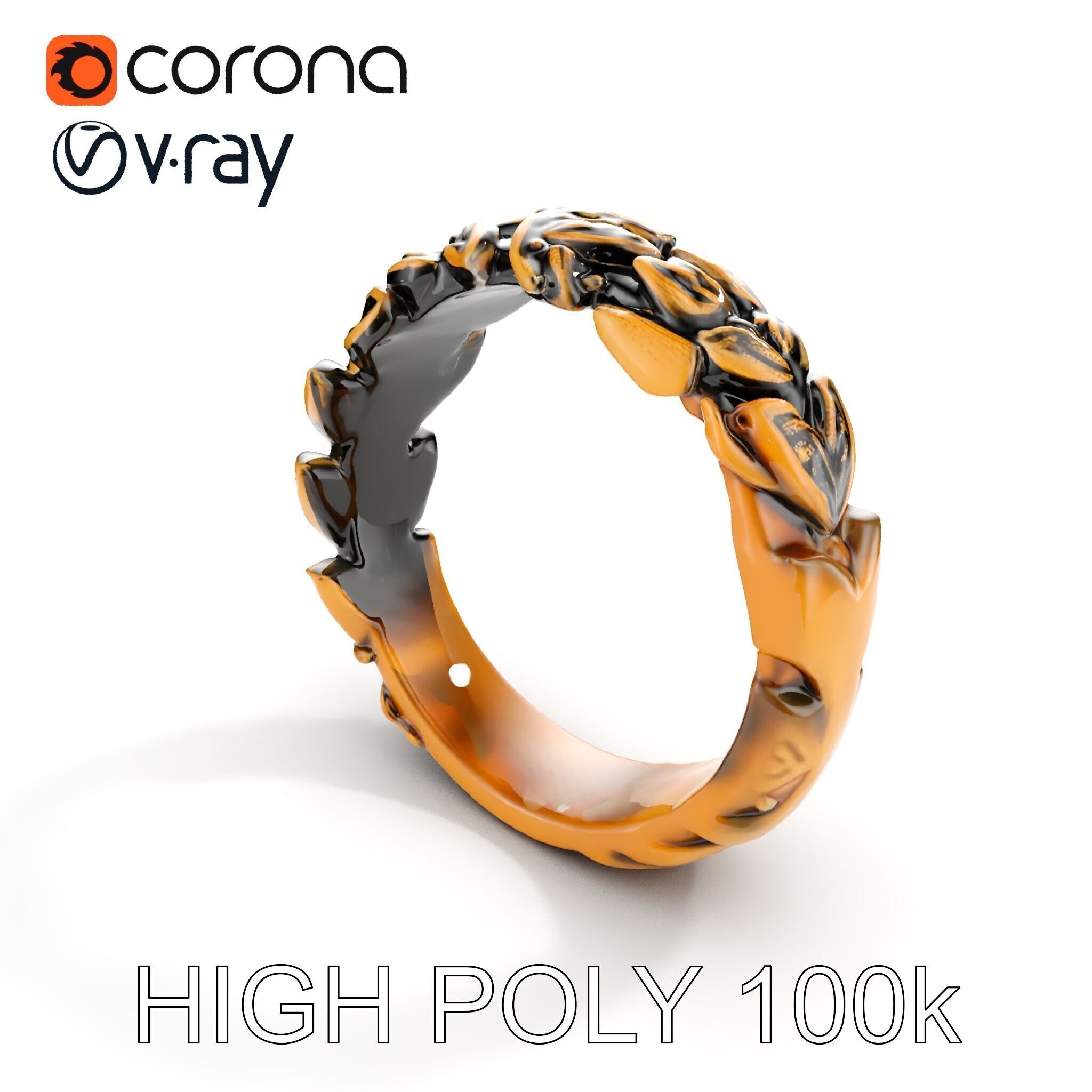Laurel Leaf Ring Model Pack Low-poly 3D model_17